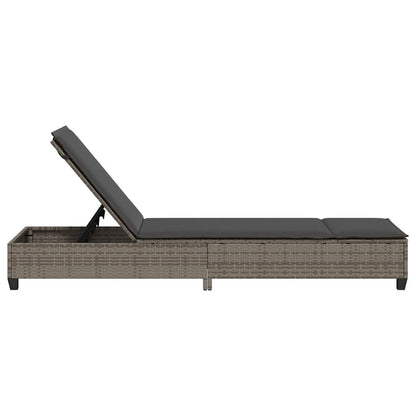 Espreguiçadeira com almofadões 55x200x25,5cm vime PE cinzento