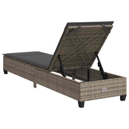 Espreguiçadeira com almofadões 55x200x25,5cm vime PE cinzento