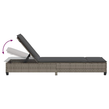 Espreguiçadeira com almofadões 55x200x25,5cm vime PE cinzento