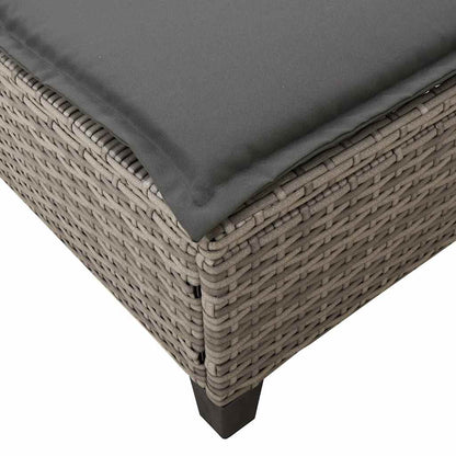 Espreguiçadeira com almofadões 55x200x25,5cm vime PE cinzento