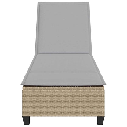 Espreguiçadeira com almofadões 55x200x25,5cm vime PE bege