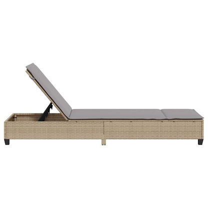 Espreguiçadeira com almofadões 55x200x25,5cm vime PE bege