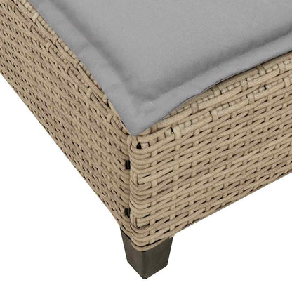 Espreguiçadeira com almofadões 55x200x25,5cm vime PE bege