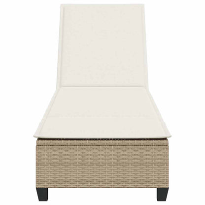Espreguiçadeira com almofadões 55x200x25,5cm vime PE bege