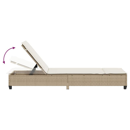 Espreguiçadeira com almofadões 55x200x25,5cm vime PE bege