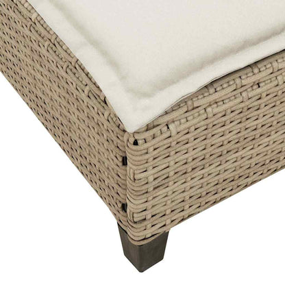 Espreguiçadeira com almofadões 55x200x25,5cm vime PE bege