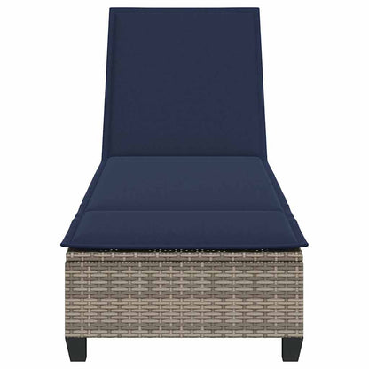 Espreguiçadeira com almofadões 55x200x25,5cm vime PE cinzento