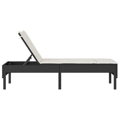 Espreguiçadeira com almofadão 55x200x44 cm vime PE preto