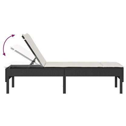 Espreguiçadeira com almofadão 55x200x44 cm vime PE preto