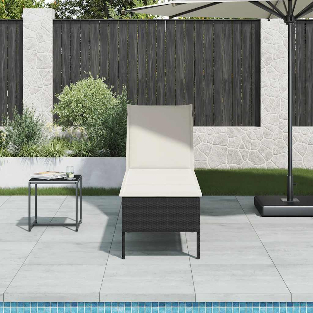 Espreguiçadeira com almofadão 55x200x44 cm vime PE preto