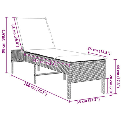 Espreguiçadeira com almofadão 55x200x44cm vime PE bege