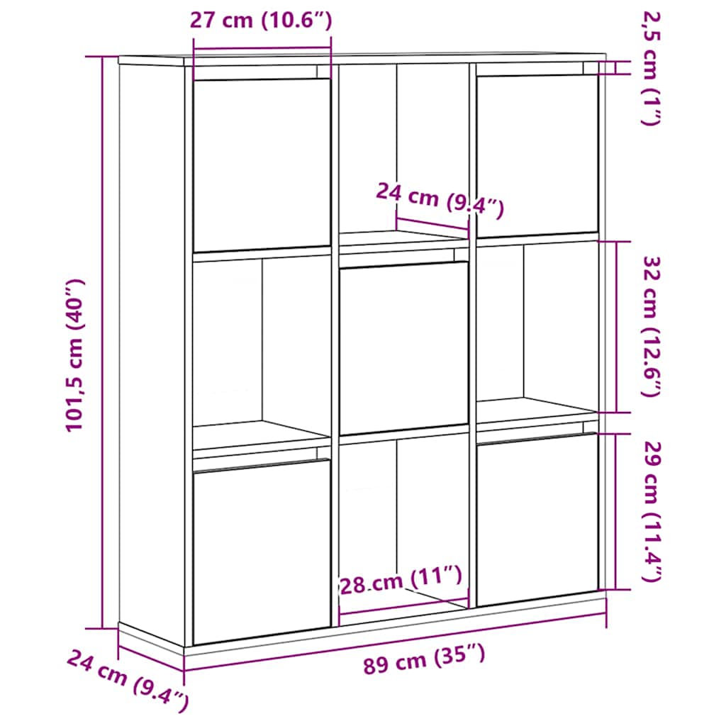 Estante 89x24x101,5 cm derivados de madeira cinzento cimento