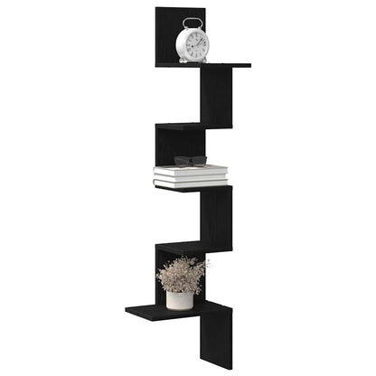 Estante de canto p/ parede 32x32x127,5 cm contraplacado preto
