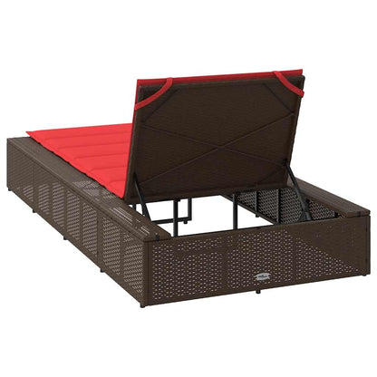 Espreguiçadeira com almofada flutuante vime PE castanho