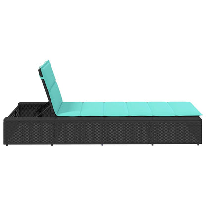 Espreguiçadeira com almofada flutuante vime PE preto