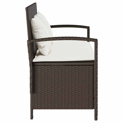 Banco de jardim para arrumação com almofada vime PE castanho