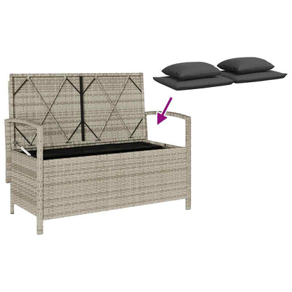 Banco de jardim para arrumação com almofada vime PE