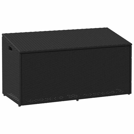 Caixa de armazenamento para jardim preta 110x50x58 cm vime sintético