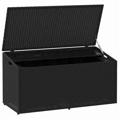 Caixa de armazenamento para jardim preta 110x50x58 cm vime sintético