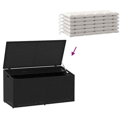 Caixa de armazenamento para jardim preta 110x50x58 cm vime sintético