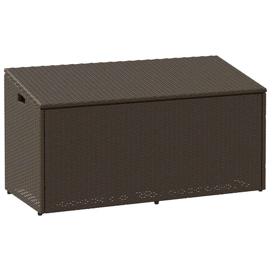 Caixa de arrumação para jardim 110x50x58 cm vime PE castanho