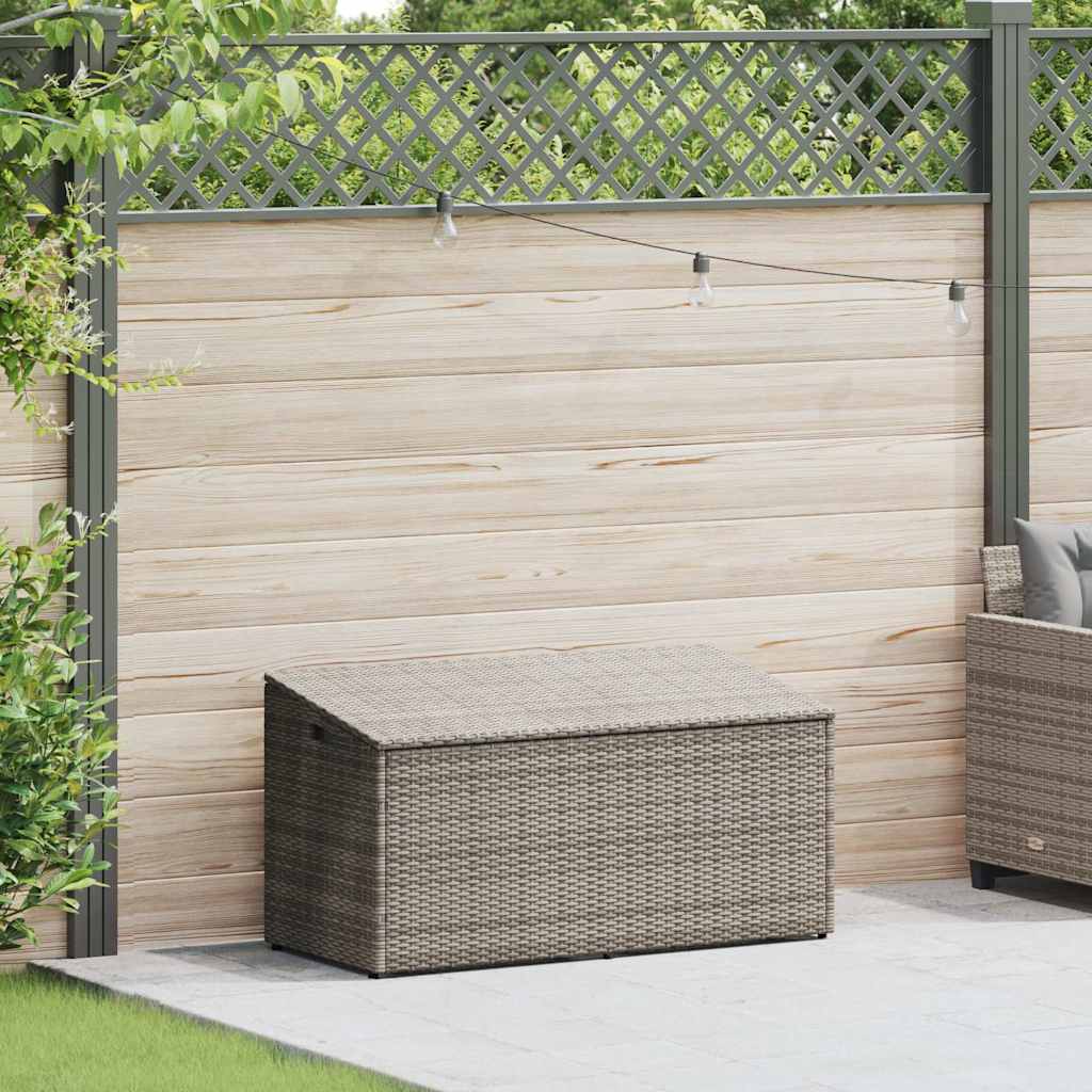 Caixa de armazenamento para jardim cinza 110x50x58 cm vime sintético