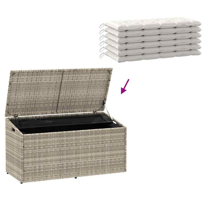 Caixa de arrumação p/ jardim 110x50x58 cm vime PE cinza-claro