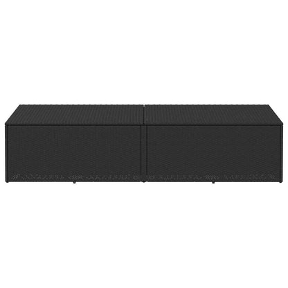 Caixa de arrumação para jardim 220x50x58 cm vime PE preto