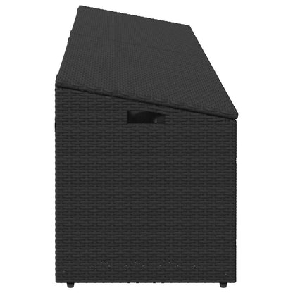 Caixa de arrumação para jardim 220x50x58 cm vime PE preto