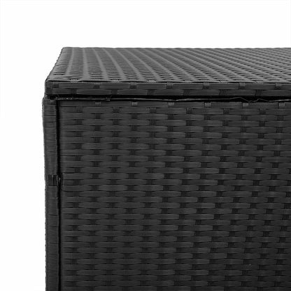 Caixa de arrumação para jardim 220x50x58 cm vime PE preto