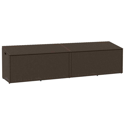 Caixa de arrumação para jardim 220x50x58 cm vime PE castanho