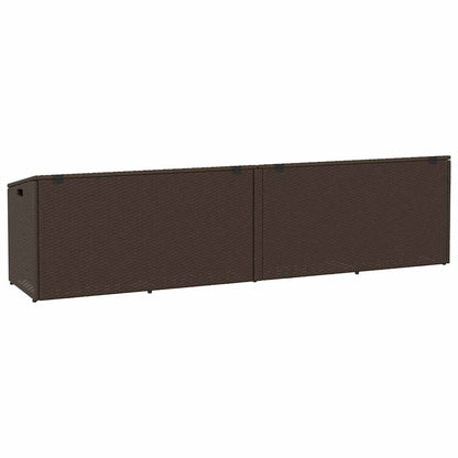 Caixa de arrumação para jardim 220x50x58 cm vime PE castanho