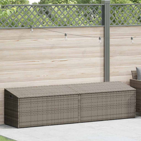Caixa de arrumação para jardim 220x50x58 cm vime PE cinzento