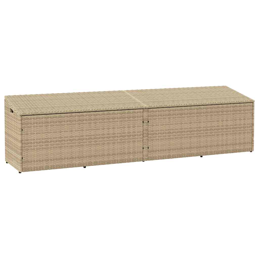 Caixa de arrumação para jardim 220x50x58 cm vime PE Bege