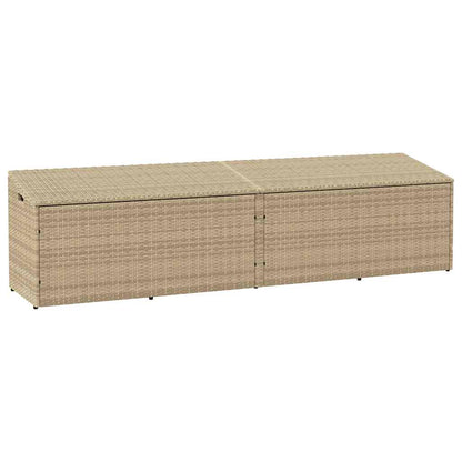 Caixa de arrumação para jardim 220x50x58 cm vime PE Bege
