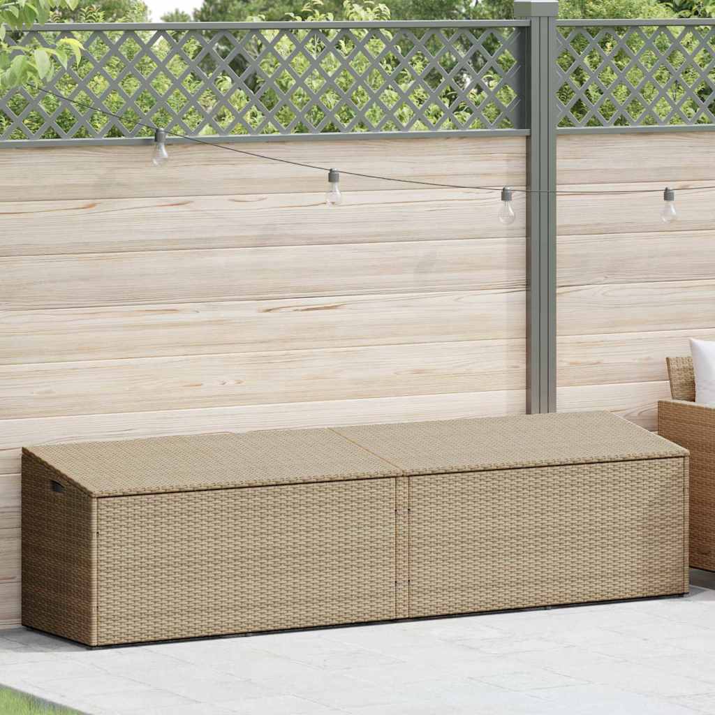 Caixa de arrumação para jardim 220x50x58 cm vime PE Bege