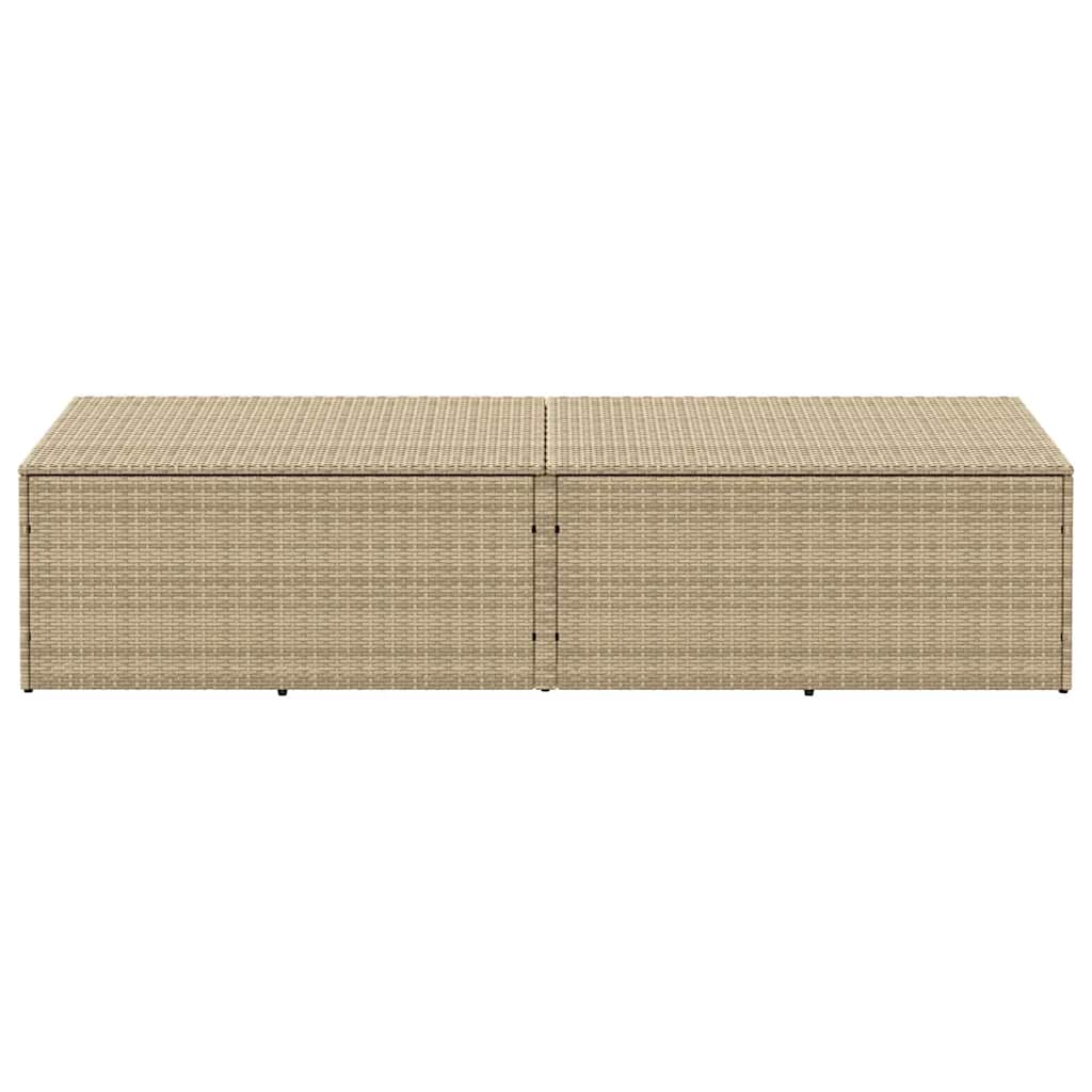 Caixa de arrumação para jardim 220x50x58 cm vime PE Bege