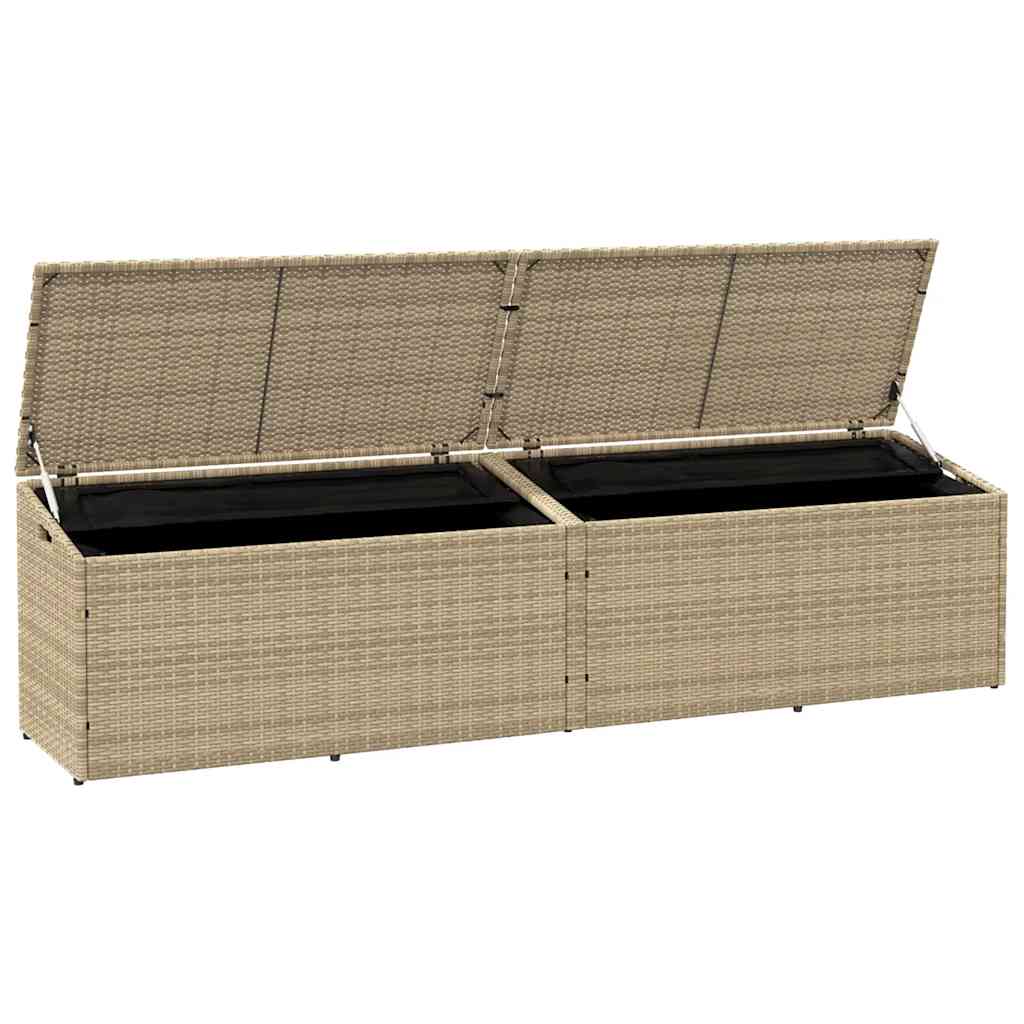Caixa de arrumação para jardim 220x50x58 cm vime PE Bege