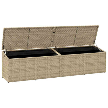 Caixa de arrumação para jardim 220x50x58 cm vime PE Bege