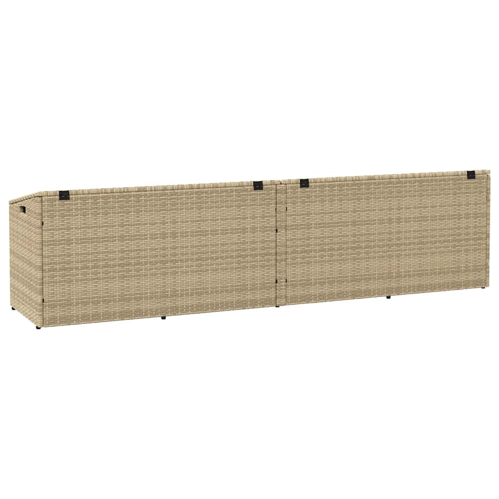 Caixa de arrumação para jardim 220x50x58 cm vime PE Bege