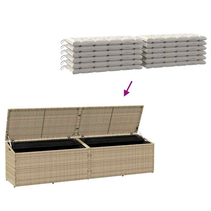 Caixa de arrumação para jardim 220x50x58 cm vime PE Bege