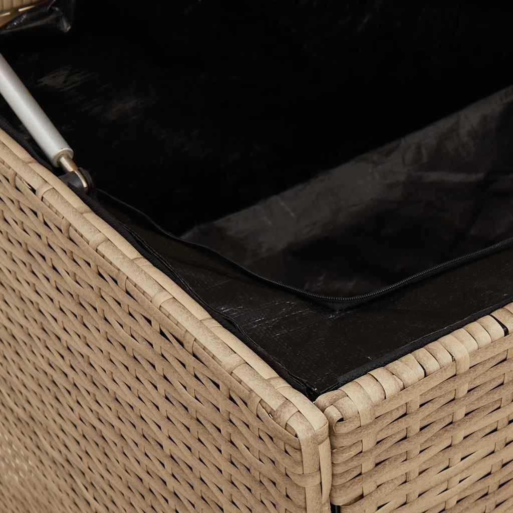 Caixa de arrumação para jardim 220x50x58 cm vime PE Bege