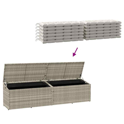 Caixa de arrumação p/ jardim 220x50x58 cm vime PE cinza-claro