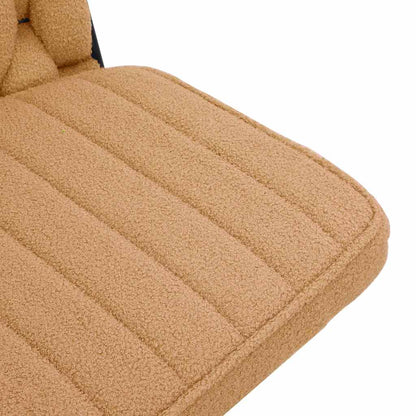 Cadeira de escritório giratória bege de lã encaracolado tecido