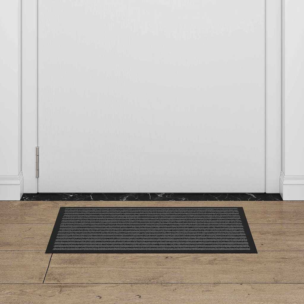 Tapete de Entrada Preto e Cinza 40 x 60 cm Polipropileno e PVC