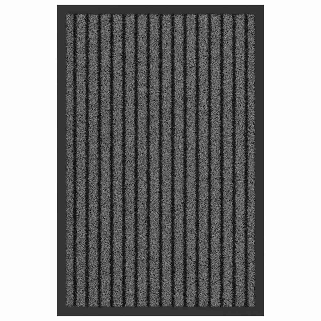Tapete de Entrada Preto e Cinza 40 x 60 cm Polipropileno e PVC