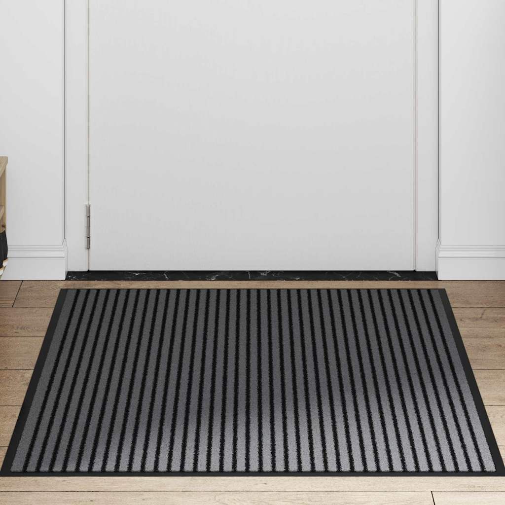 Tapete de Entrada Preto e Cinza 80 x 120 cm Polipropileno e PVC