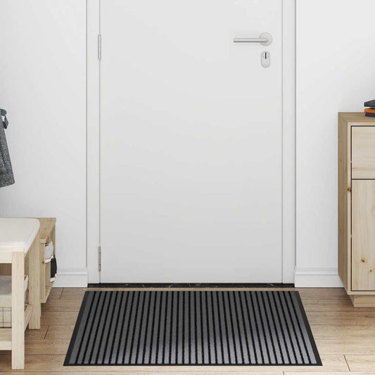 Tapete de Entrada Preto e Cinza 80 x 120 cm Polipropileno e PVC
