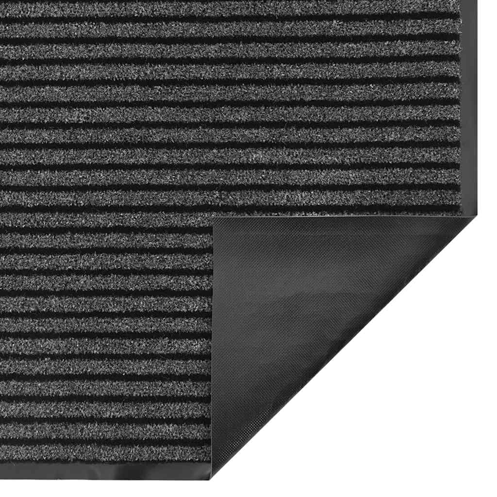 Capacho às riscas preto e cinzento 115x300 cm