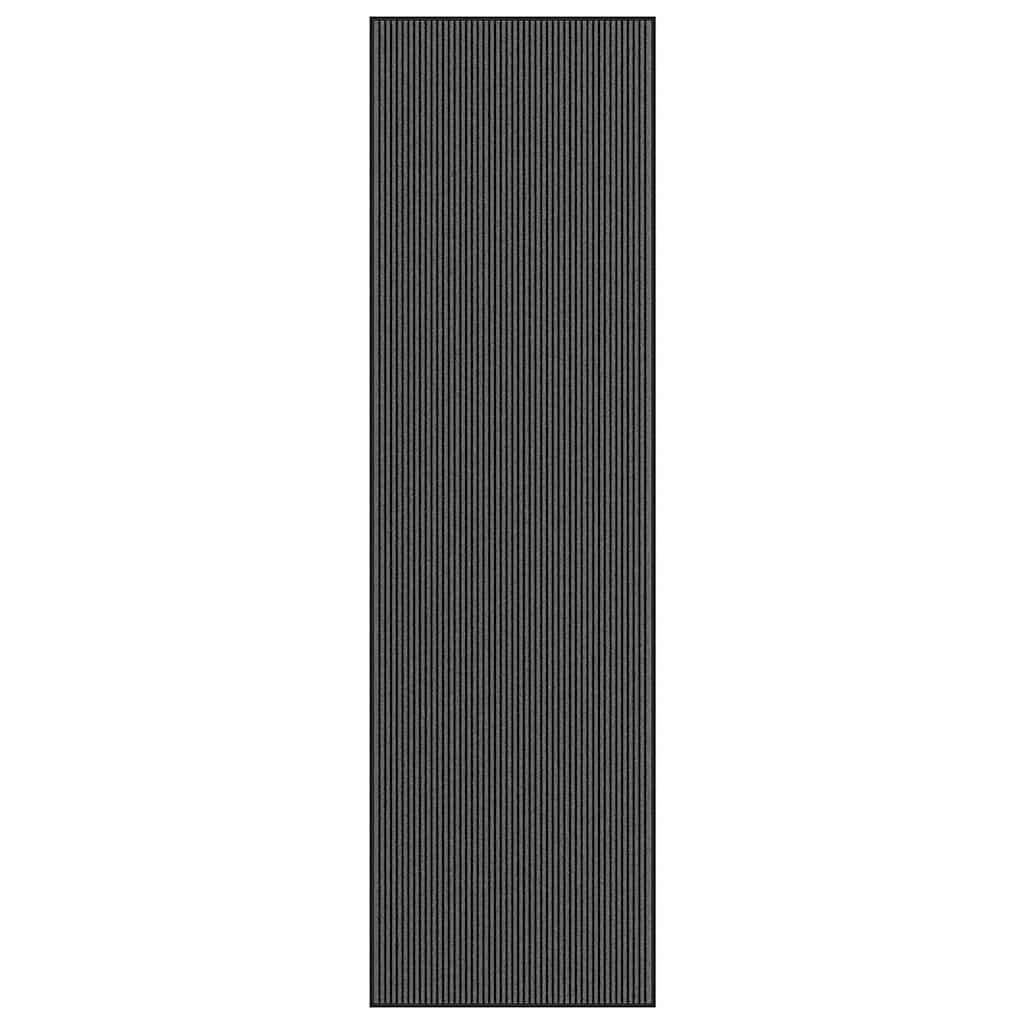 Capacho às riscas preto e cinzento 115x400 cm